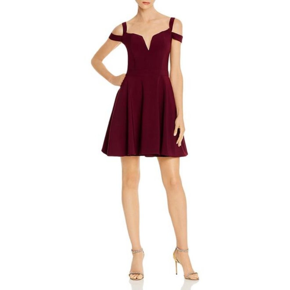Aqua Womens Party Mini Fit & Flare Dress Wine Sz 4 #9